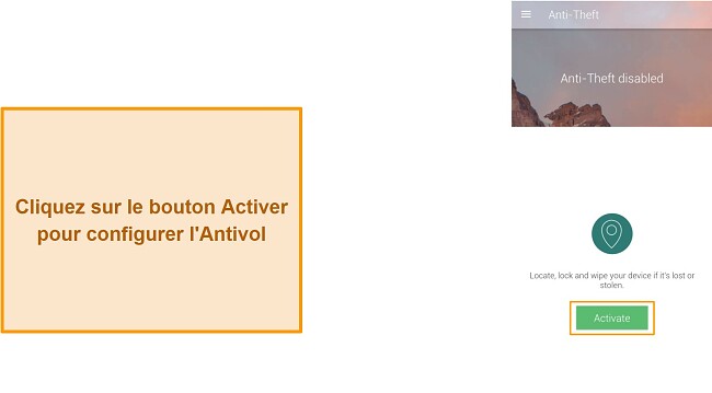 Capture d'&eacute;cran de la fonctionnalit&eacute; anti-vol de Panda Dome