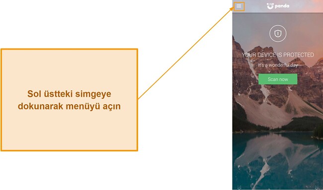 Panda Dome Ana Men&uuml; A&ccedil;ılışı